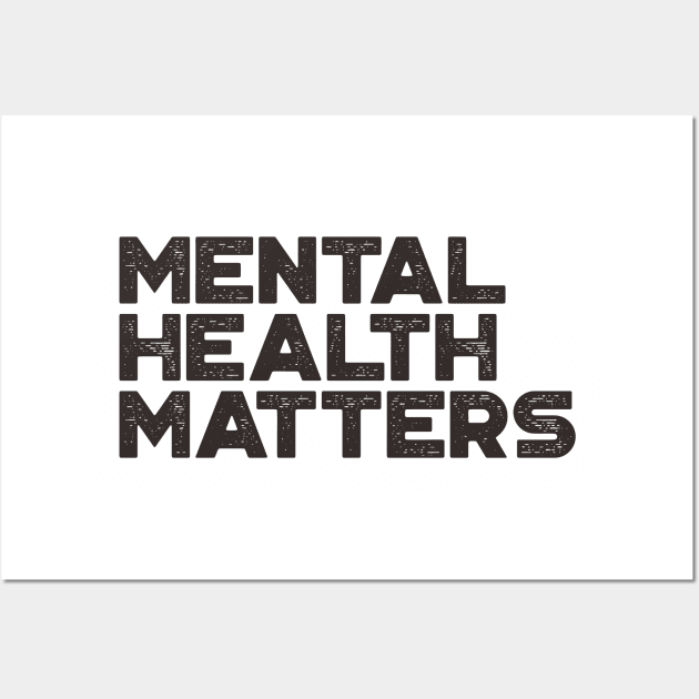 Mental Health Matters Vintage Retro (Black) Wall Art by truffela